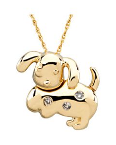Dottie The Dog Waggles Pendant With Chain 14K Yellow Gold 14.25X16.50 Mm