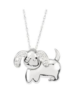 Danny The Dog Waggles Pendant With Chain Sterling Silver  11.75X15.50 Mm