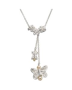 Youth Butterfly Dangle Necklace W/Packaging Sterling Silver  