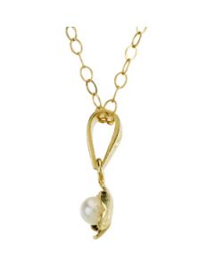 Youth Flower Necklace With 15.00 Inch Chain 14K Yellow Gold 05.47X04.97 Mm Children'S Flower Necklace W/15 Chain