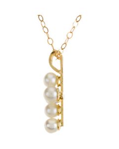 Youth Pearl Necklace With 15.00 Chain 14K Yellow Gold 12.52X09.54 Mm Children'S Pearl Necklace W/15 Chain