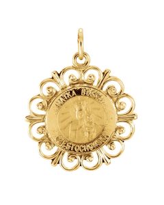14kt Yellow 18.5mm Round Matka Boska Medal
