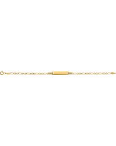 Youth Rectangle I.D Figaro Bracelet 14K Yellow Gold 6 Inch 05.00X24.00 Mm