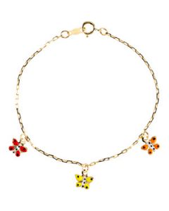 Youth Enamel Butterfly Bracelet 14K Yellow Gold 