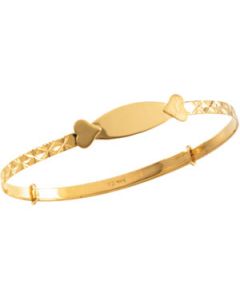 Youth Adjustable Id With Heart Bracelet 14K Yellow Gold Bracelet Childrens Adjustable Id With Heart Bracelet