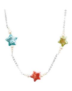 Youth Triple Star And Pearl Petite Necklace W/Packaging Sterling Silver  