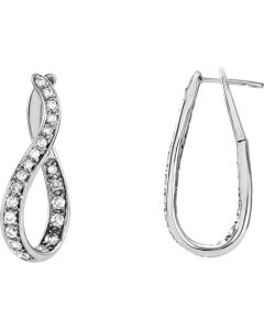 14kt White 1 CTW Diamond Wavy Hoop Earrings