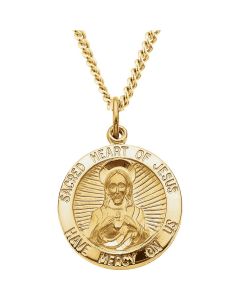Yellow Gold Filled 19mm Sacred Heart of Jesus 24