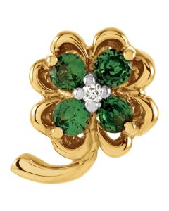 Genuine Tsavorite Garnet and Diamond Clover Pendant
