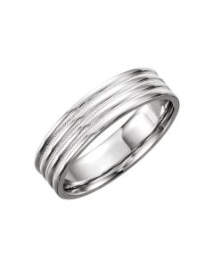 14kt White 6mm Grooved Band Size 12