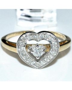 Heart Diamond Ring 0.3ct real Diamond 14K Gold Fashion Promise Ring Right hand
