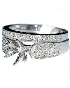 Semi mount Wedding Set 2pc White Gold 0.5ct suitable for .5ct upto 3ct Solitaire