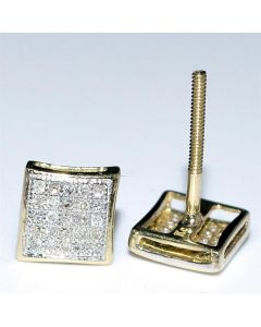square diamond stud 10k Yellow-gold Micro pave setting 0.20ct for men & women