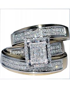 His Her Wedding Rings Set Trio Men Women 10k Yellow Gold