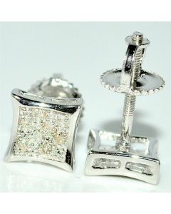 Kite Shaped Real Diamond Stud Earrings 0.10ct Real Diamonds 7mm Screw on Back Silver