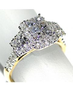 1ct Princess Cut Diamond Engagement Wedding Ring 14k Yellow Gold 11mm Big