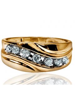 Mens Wedding Band Ring Wide 9mm 0.66ct W Real Diamonds 10k Gold Size 10