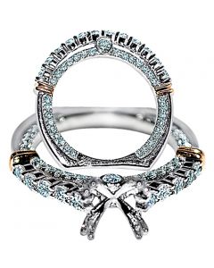 Diamond Semi Mount Wedding Ring Set 1.93ct 14k White Gold Two Tone Fits 1ct
