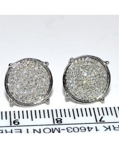 Diamond Earrings studs 0.32ct 10K White gold extra large 10mm big pave set round Screw back