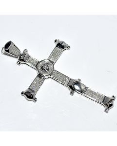 1ct Diamond Cross Pendant White Gold 10k 2.5 Inch Tall Micro Pave Set
