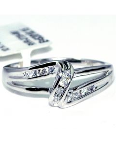 White Gold Diamond Fashion Band Right Hand Ring 0.13ct 10ky 9mm Wide