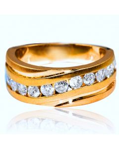 1ct Diamond Man's Wedding Band Round Diamonds 10k Yellow Gold 9mm Wide Comfort Fit