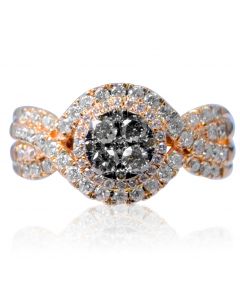 14k Rose Gold Brown and White 1ct Diamond Engagement Ring