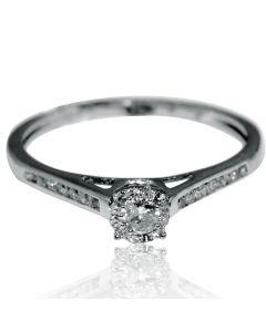 Diamond Engagement Ring 0.18ct 10k White Gold Round Solitaire