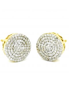 Diamond Stud Earrings 0.35ct 10k Yellow Gold 10mm Wide Large Cluster 3ct Solitaire Look Screw Back