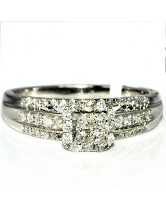 Diamond Ladies Bridal Set Wedding 0.46ct 10k White Gold Princess Cut and Round Diamonds