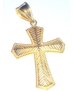 14K Gold Cross Pendant Diamond Cust 41mm Tall Mens Cross Charm