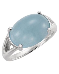 Sterling Silver Milky Aquamarine Ring