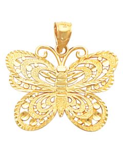 Butterfly Chain Pendant Slide 14K Yellow Gold 20.25X24.75 Mm