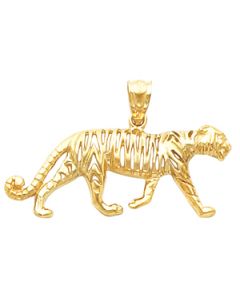 Tiger Pendant 14K Yellow Gold 15.75X35.25 Mm