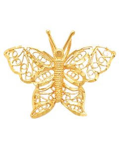 Butterfly Chain Pendant Slide 14K Yellow Gold 21.50X23.25 Mm