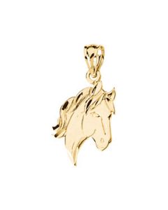 Horse Head Pendant 14K Yellow Gold 16.00X11.00 Mm