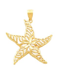 Star Fish Pendant 14K Yellow Gold 33.25X34.00 Mm