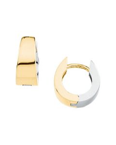 Two Tone Hinged Earring 14K Yellow/White Gold 10.50 Mm