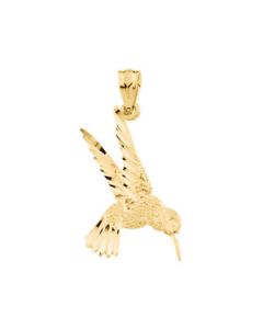Hummingbird Pendant 14K Yellow Gold 21.75X12.50 Mm