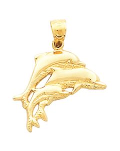 Dolphin Pendant 14K Yellow Gold 21.00X21.50 Mm
