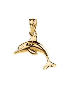 Dolphin Pendant 14K Yellow Gold 11.75X15.50 Mm