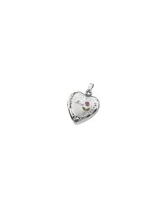 Sterling Silver Mom Heart Shape Locket with Rose