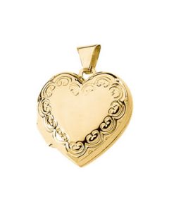 Heart Shaped Locket 14K Yellow Gold 17.75X18.00 Mm