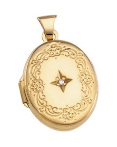 Oval Shaped Locket W/Diamond 14K Yellow Gold 20.75X17.00 Mm