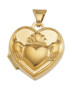 Claddagh Heart Shaped Locket 14K Yellow Gold 14.75X15.00 Mm