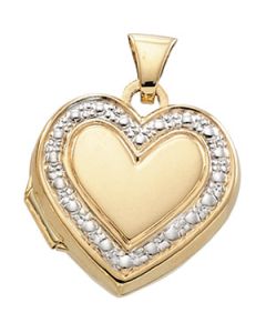 Two Tone Heart Shaped Locket 14K Yellow/White Gold 14.50X15.25 Mm