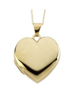 Domed Heart Plain Locket 14K Yellow Gold 22.5X22.25