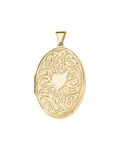 Celtic Heart W/Message On Back 14K Yellow Gold 40.75X27.5
