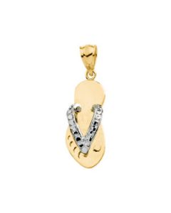 Two Tone Shoe Pendant 14K Yellow/White Gold 23.0X9