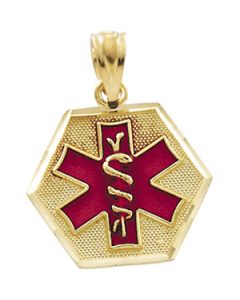Medical Id Pendant 14K Yellow Gold 15.25X14.75